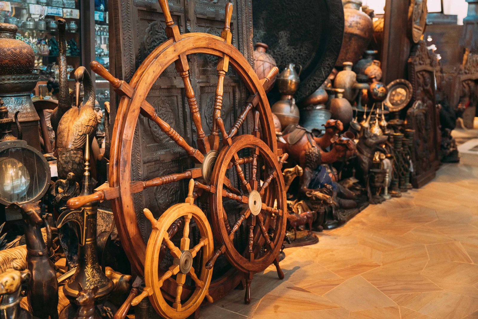 market with many traditional antiques old retro vintage