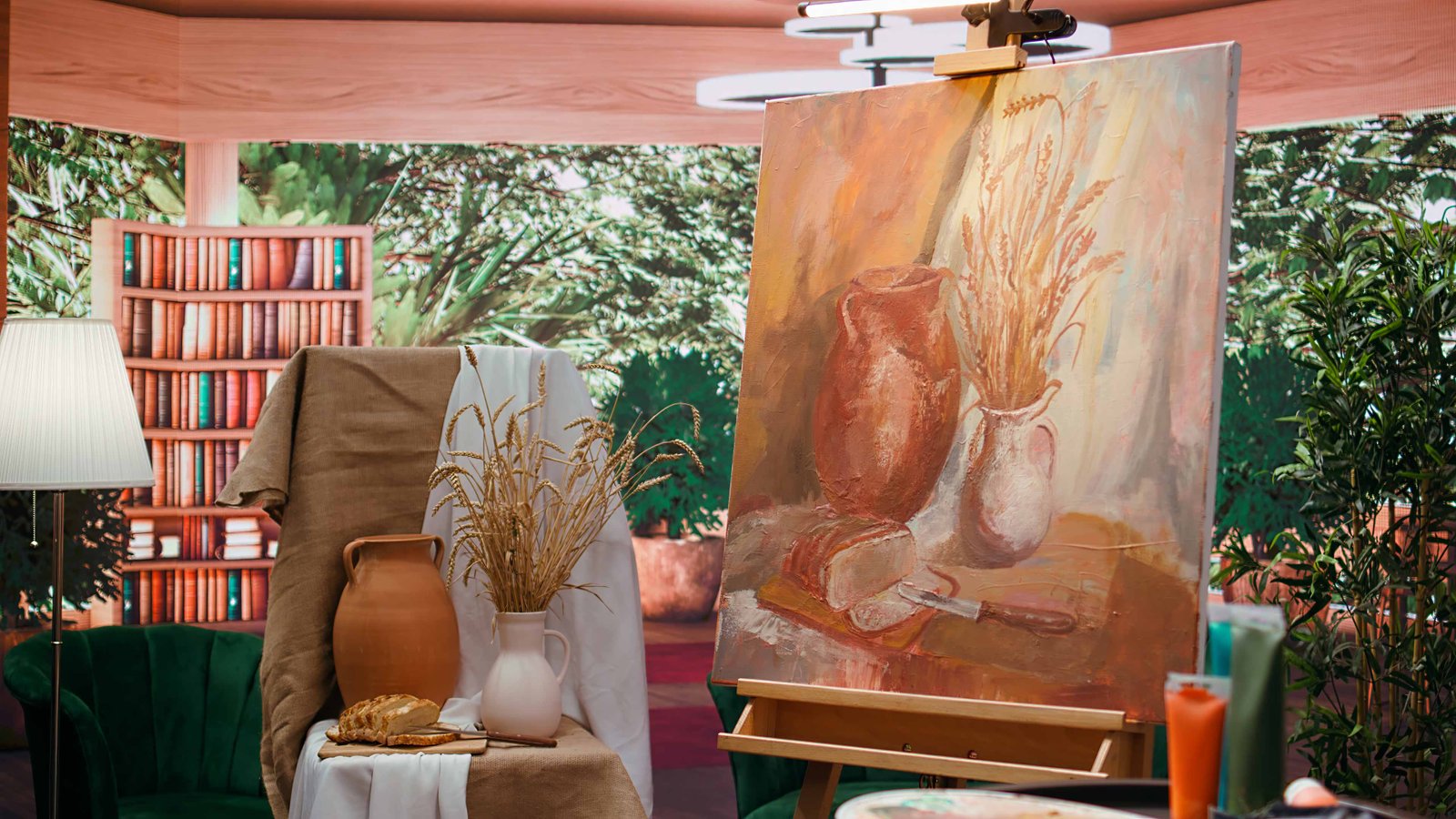 painting inspiration supplies placed and ready