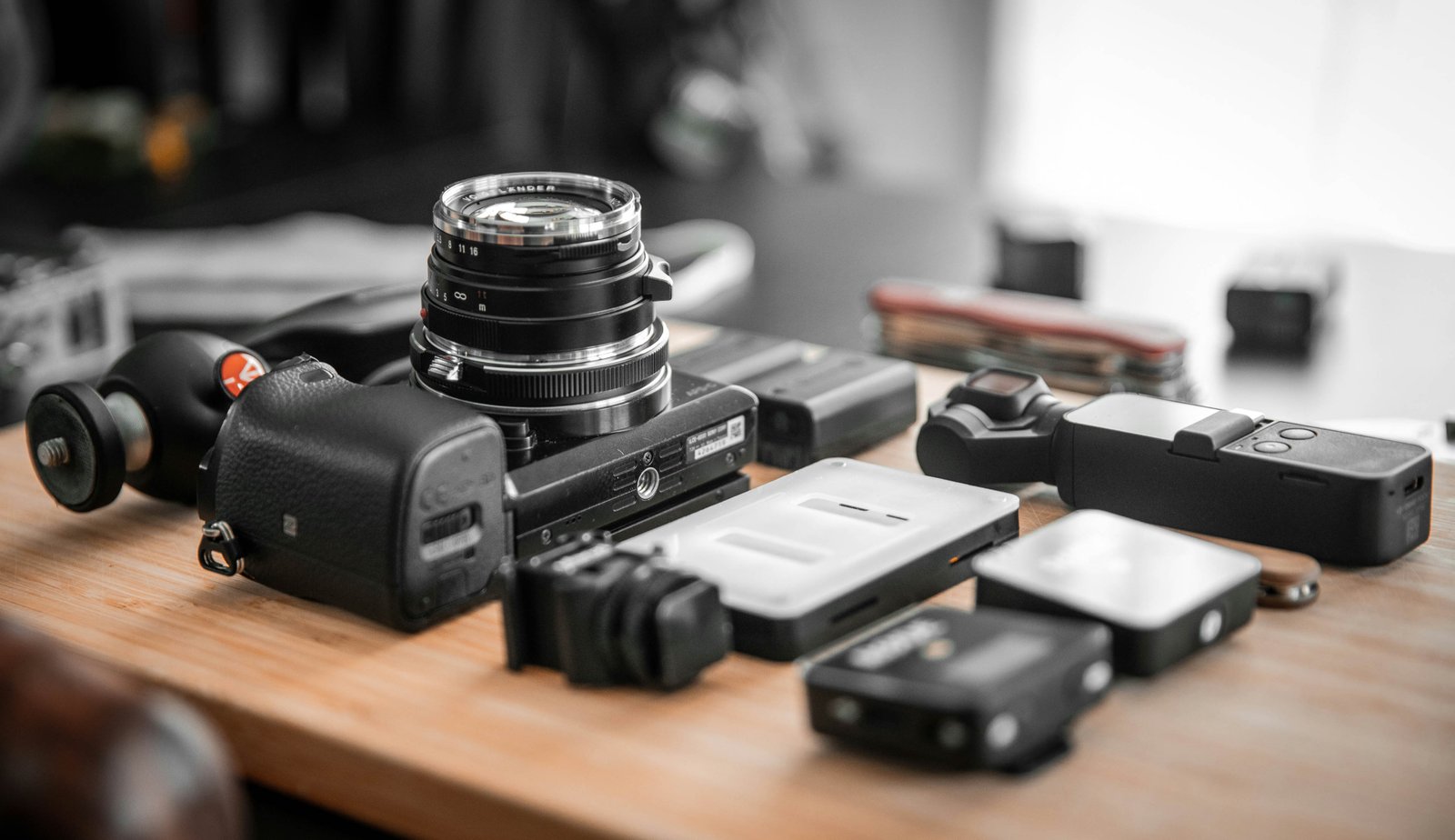 Camera Gear On A Table